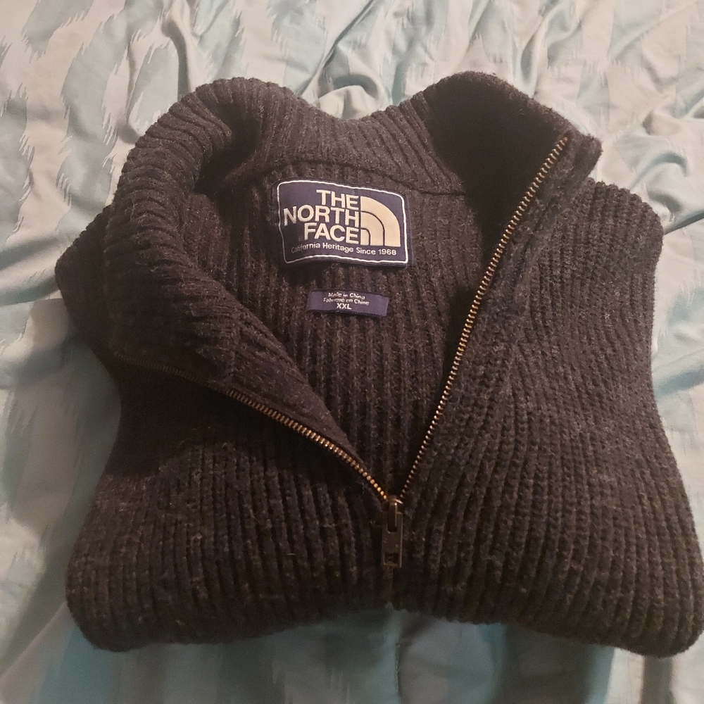 Vintage Men's‎ North Face 2XL Zip Up Gray    Heavy Sweaters